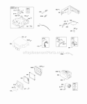 Air Cleaner Controls Exhaust System Governor Spring Ignition Diagram and Parts List for 157102-1013-E8  Briggs and Stratton Engine